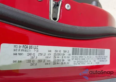 2018 Dodge Journey Gt Awd из США, поврежденный, VIN 3C4PDDEG3JT431470